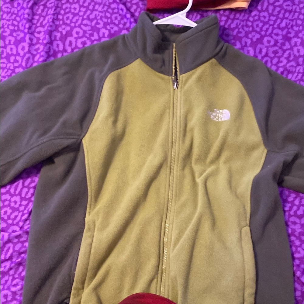 The North Face Green Zip Up Sweater with High Collar